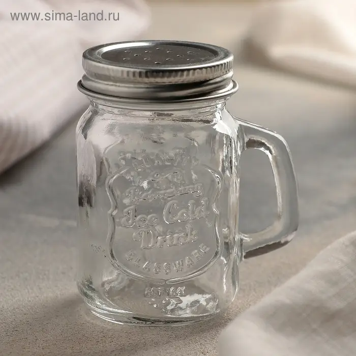 Солонка стеклянная «Банка», 100 мл, 7×5,5×8,5 см, рисунок МИКС Солонка стеклянная «Банка», 100 мл, 7×5,5×8,5 см, рисунок МИКС