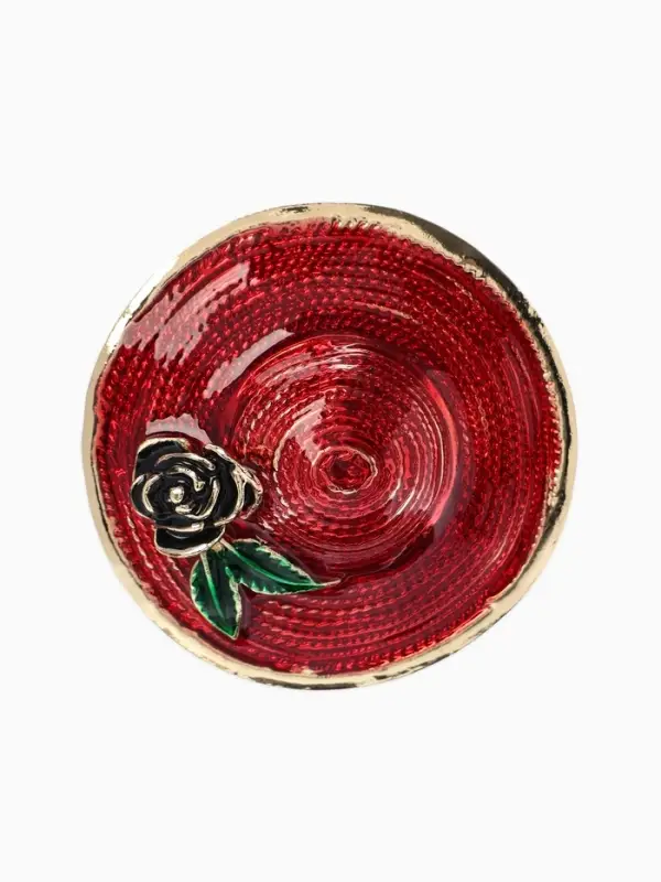 Брошь &laquo;Шляпа&raquo; с цветком, цветная в черненом золоте