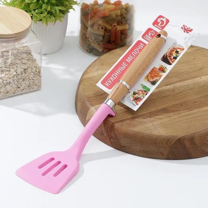 Лопатка с прорезями Доляна «Стелла», 29 см, цвет розовый