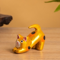 Сувенир «Потягивающийся Кот», 2.5×6×5 см, дерево, золото