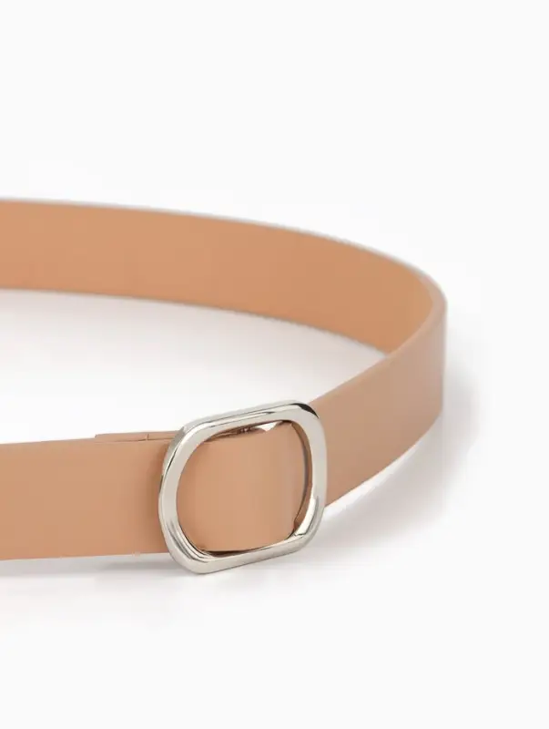 Ремень женский, затяжка, 2.5&times;110 см, без винта, серебристая пряжка, бежевый