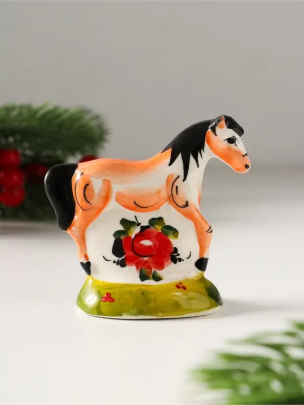 Сувенир Лошадь Зорька, 7х7х3,5 см, гжель,цвет Сувенир Лошадь Зорька, 7х7х3,5 см, гжель,цвет