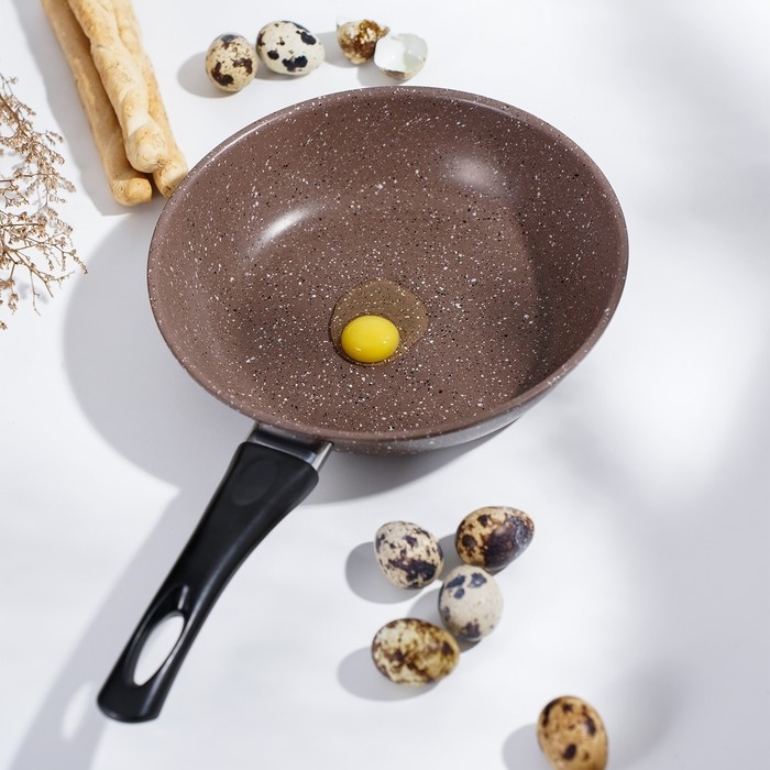 Сковорода Rock, d=21 см, пластиковая ручка, антипригарное покрытие, цвет коричневый Сковорода Rock, d=21 см, пластиковая ручка, антипригарное покрытие, цвет коричневый