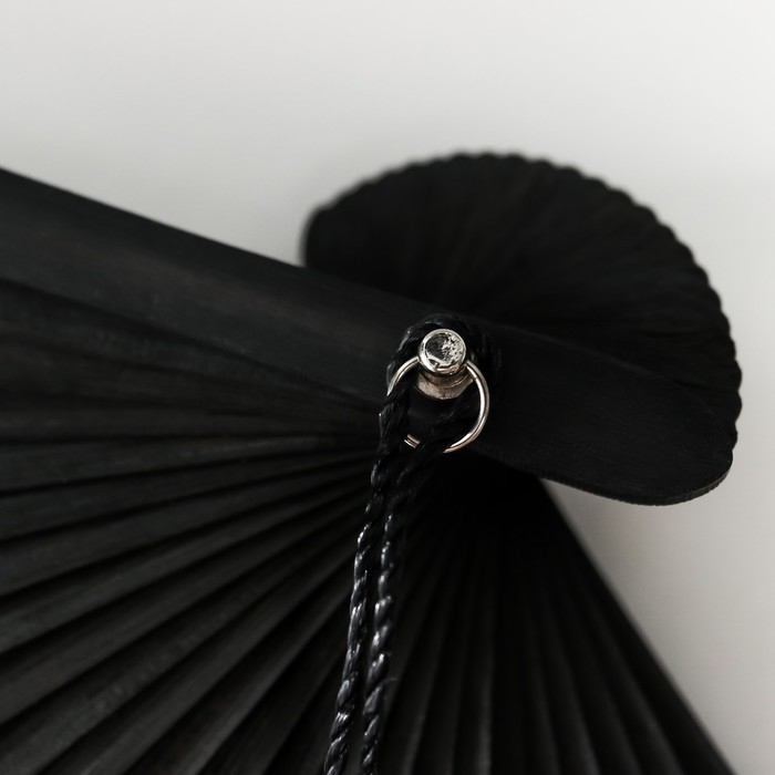 Веер бамбук, текстиль h=21 см  Веер бамбук, текстиль h=21 см "Цветы и бабочки" чёрный, с кисточкой