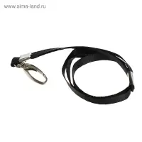 Лента для бейджа, ширина - 9 мм, длина - 80 см, с широким металлическим карабином, черная