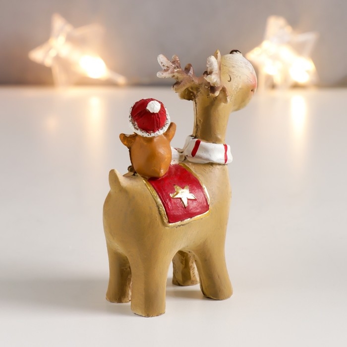 Сувенир полистоун Сувенир полистоун "Новогодний олешка с птенчиком на спине" МИКС 9х6,5х3 см