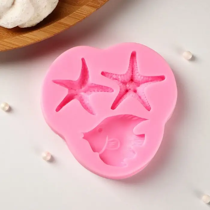 Молд для заливки &laquo;Лагуна&raquo;, силикон, 3 ячейки, 8&times;7.5&times;1 см, розовый