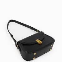 Сумка женская мессенджер TEXTURA на клапане, 23&times;6&times;13 см, чёрная