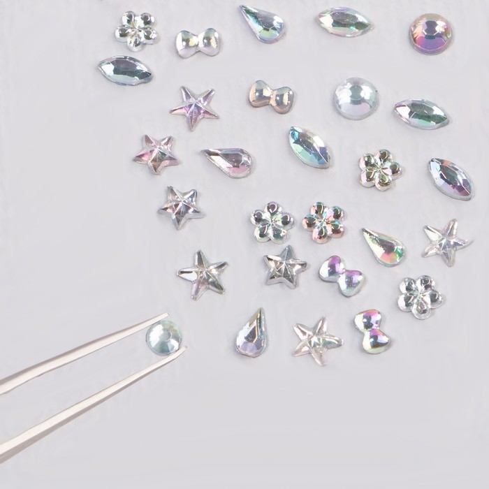 Стразы фигурные для декора «Ассорти», цвет серебристый Стразы фигурные для декора «Ассорти», цвет серебристый