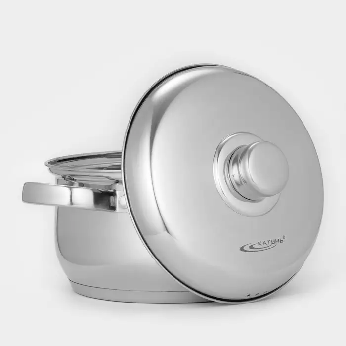 Кастрюля Катунь &laquo;Гретта&raquo;, 2.5 л, d=18 см, с крышкой, капсульное дно, индукция, нержавеющая сталь, AISI - 201, хромированная