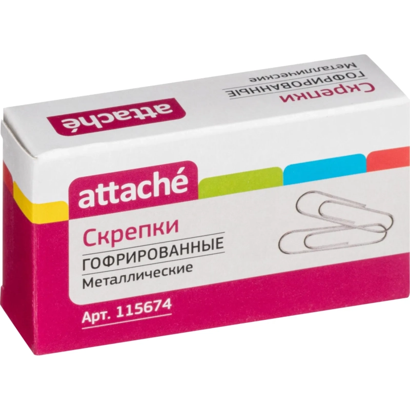 Скрепки металлические без. покрытия,50 мм,гофрированные,50шт/уп