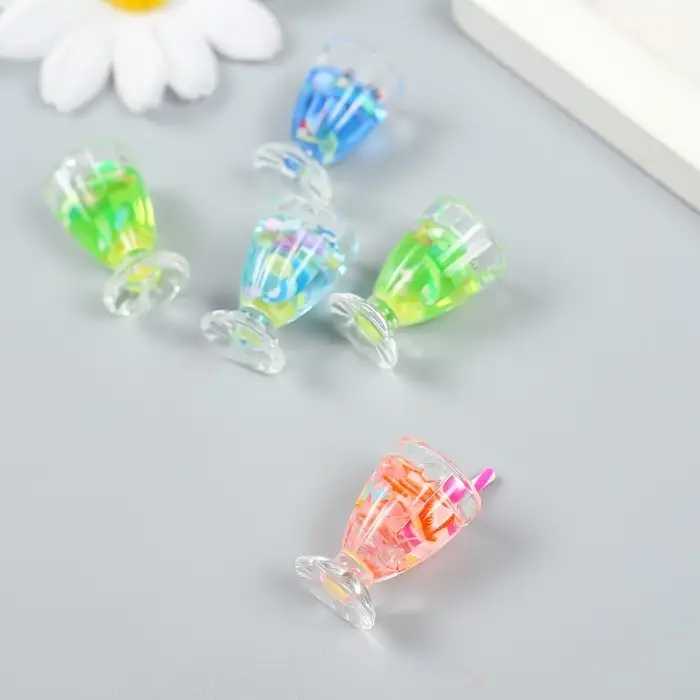 Декор для творчества пластик "Фруктовый микс в стакане" МИКС 1,5х1,5х3,5 см