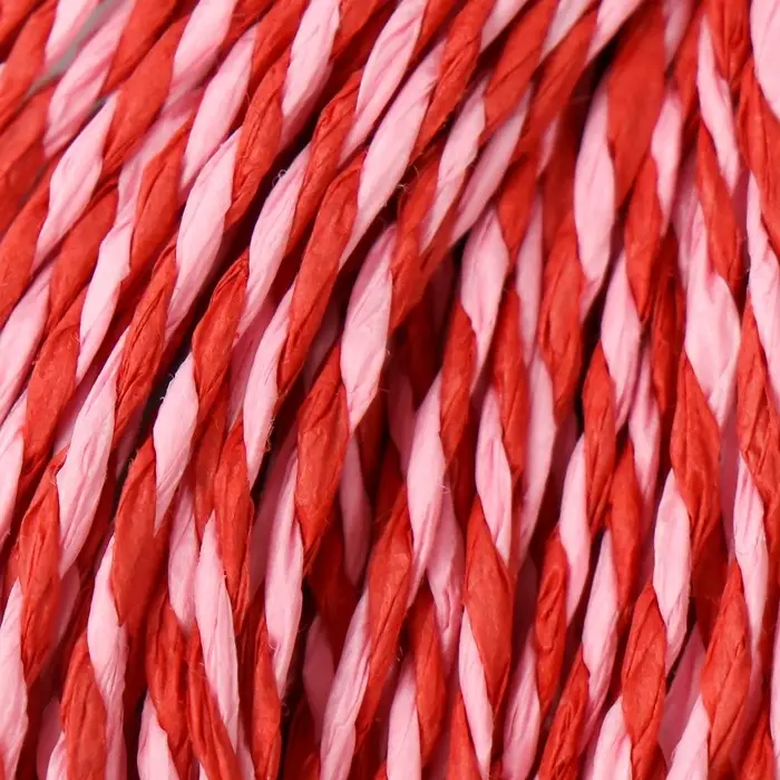 Пряжа 100% целлюлоза "Softino Raffia Color Melange" кручёная, красно-розовая 10м