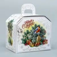 Коробка подарочная новогодняя «Ларец белый» 17×12×13 см