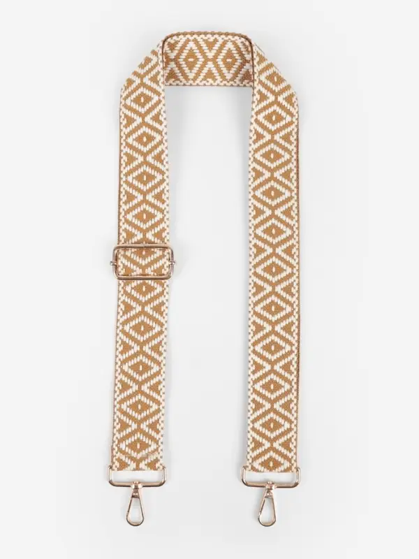 Ручка для сумки &laquo;Ромбы&raquo;, стропа, 135&plusmn;3&times;3.8 см, цвет горчичный, белый