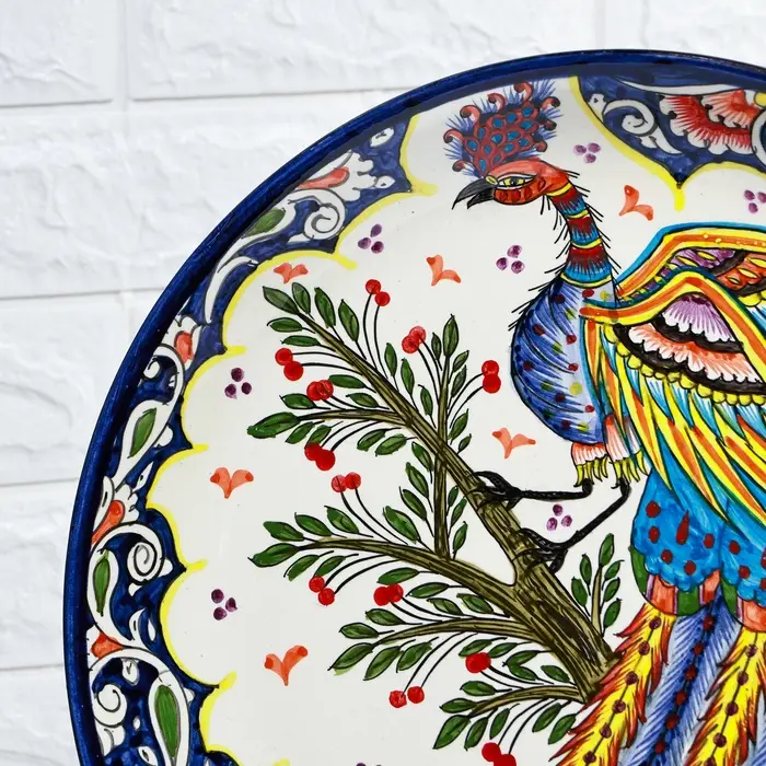 Ляган узбекский Риштанская Керамика &laquo;Жар-птица&raquo;, d=36 см, МИКС