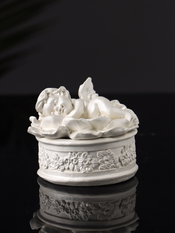 Шкатулка Шкатулка "Ангел на цветке" 7х6 см, перламутр