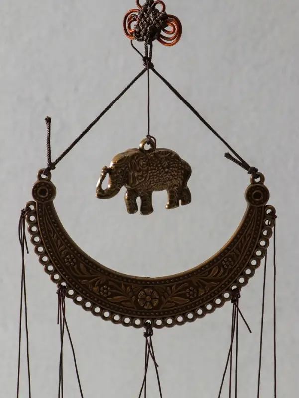 Музыка ветра &laquo;Ожерелье и слон&raquo;, 4 трубки 5 колокольчиков, 54 см