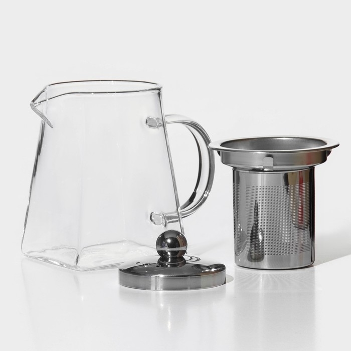 Чайник стеклянный заварочный с металлическим ситом Magistro «Дарси», 300 мл Чайник стеклянный заварочный с металлическим ситом Magistro «Дарси», 300 мл