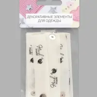 Бирка с кнопкой Hand made, 8&times;1.8 см, 10 шт., белая, чёрная