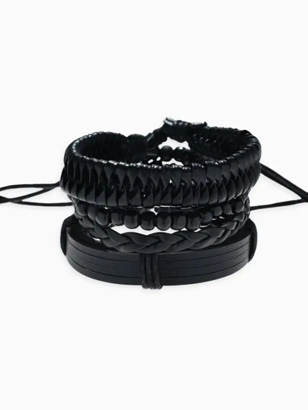 Браслеты кожаные &laquo;Батог&raquo;, набор 4 шт. d=7.5 см, чёрные