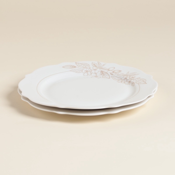 Тарелки SL Home «Аманде», d=21 см, набор 2 шт, фарфор, белые Тарелки SL Home «Аманде», d=21 см, набор 2 шт, фарфор, белые