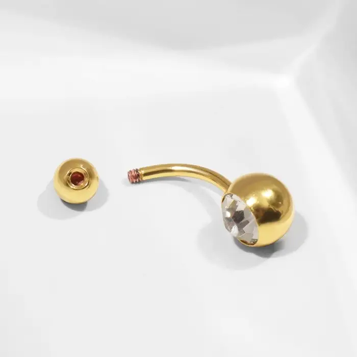 Пирсинг в пупок «Банан», L=2.2 см, белый в золоте Пирсинг в пупок «Банан», L=2.2 см, белый в золоте