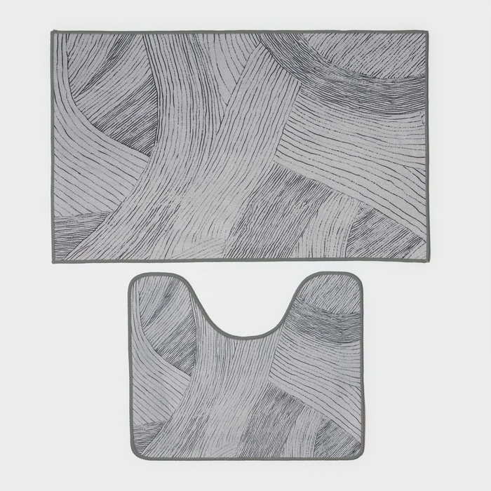 Коврики для ванной и туалета Доляна «Тига», 2 шт: 50×80 см, 50×40 см, форма МИКС Коврики для ванной и туалета Доляна «Тига», 2 шт: 50×80 см, 50×40 см, форма МИКС