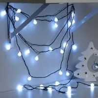 Гирлянда &laquo;Нить&raquo; 5 м с насадками &laquo;Шарики белые&raquo;, IP20, тёмная нить, 30 LED, свечение белое, 8 режимов, 220 В