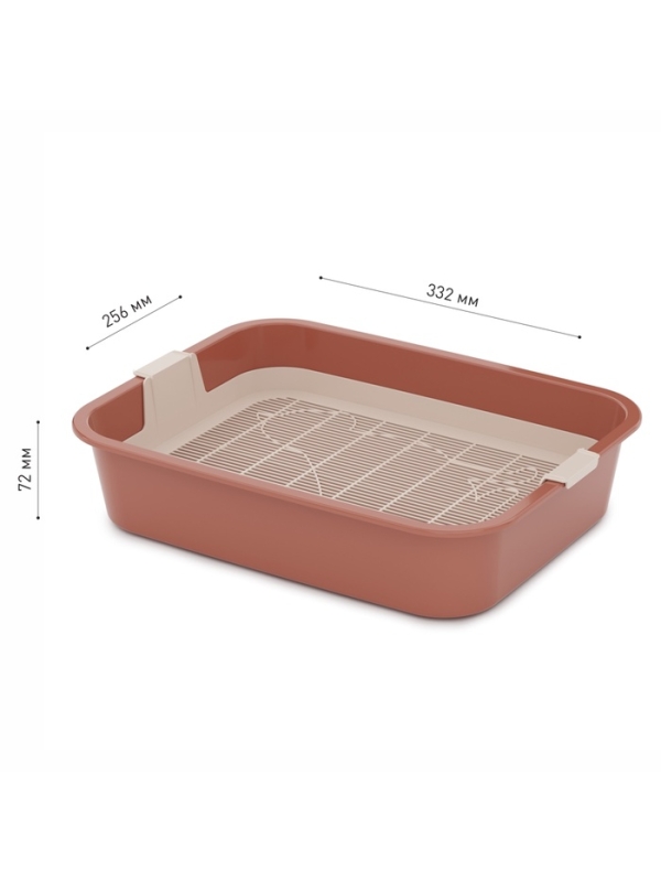 Туалет "Мур-мяу" для кошек с сеткой 33,2 х 25,6 х 7,2 см, коралловая