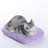 Сувенир полистоун "Котик спит на подушке" серый 11,3х9х5,5 см