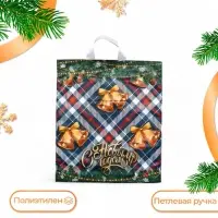 Пакет «Новогодний звон», полиэтиленовый с петлевой ручкой, 42×38 см