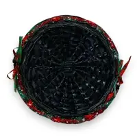 Корзина плетеная 32 х 32 х 14 см, ручка h=14 см зеленый НГ ткань