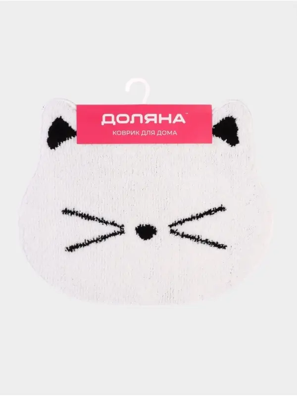 Коврик Доляна White Cat, 50.5&times;61 см, ворс 1.5 см, микрофибра, белый