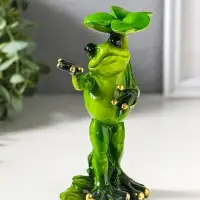 Фигурка полистоун лак &laquo;Лягушонок прячется от дождя&raquo;, 8.5&times;5.8&times;14 см