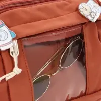 Сумка молодёжная на молнии, со значками, 23&times;5.5&times;16 см, рыжая