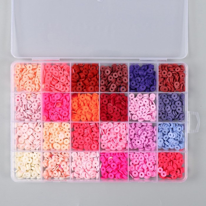 Декор для творчества пластик Декор для творчества пластик "Палитра красного, розового" d=0,6 см н-р 24 цвета 18,5х13х2 см