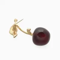 Брошь &laquo;Вишенка&raquo;, с листочком, бордово-зелёная в золоте