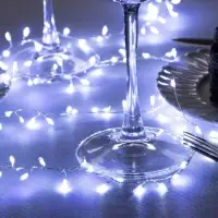 Гирлянда &laquo;Мишура&raquo; 1 м, роса, IP20, серебристая нить, 100 LED, 2 режима, от батареек АА&times;3, свечение белое