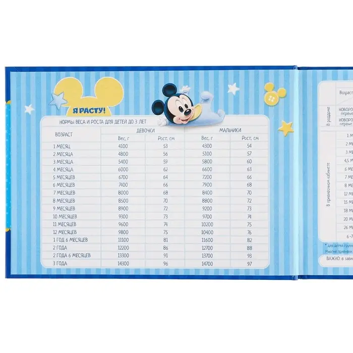 Медицинская карта &laquo;История развития ребёнка&raquo;, Микки Маус, 40 листов
