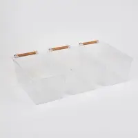Корзины для хранения Wood Fusion, набор 3 шт.: 33&times;18&times;14 см, пластик, буковое дерево