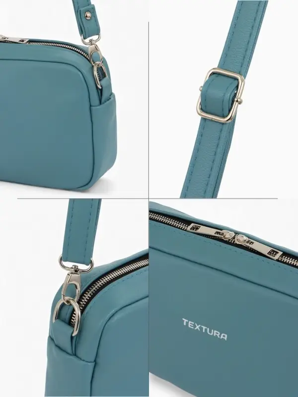 Сумка женская кросс-боди TEXTURA на молнии, 25&times;6&times;14 см, голубая
