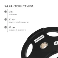 Диск олимпийский ONLYTOP, обрезиненный, с тройным хватом, 25 кг, d=50 мм