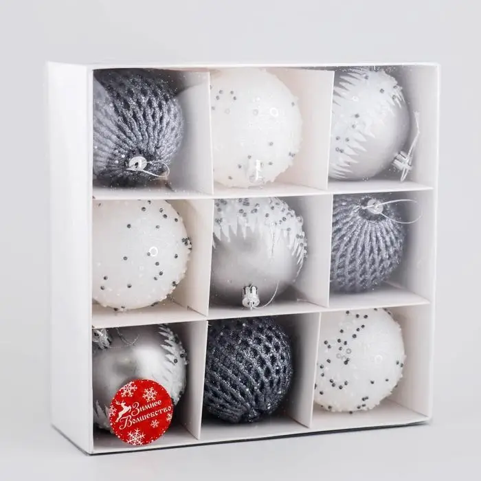 Ёлочные игрушки &laquo;Металлик&raquo;, шары новогодние, d=8 см, набор 9 шт., россыпь, МИКС