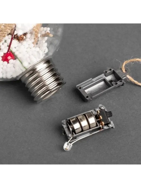 Набор ёлочных шаров &laquo;Зимний лес&raquo;, 3 шт., d=8 см, 1 LED, от батареек, свечение белое