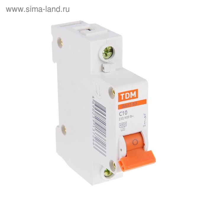 Выключатель автоматический TDM ВА47-63, 1п, 10 А, 4.5 кА Выключатель автоматический TDM ВА47-63, 1п, 10 А, 4.5 кА