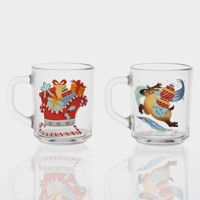 Кружка стеклянная чайная «С Новым Годом», 200 мл, МИКС