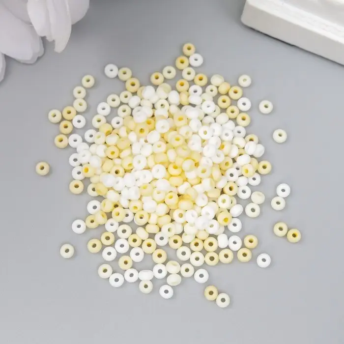 Бисер стекло 8/0  Бисер стекло 8/0 "Маршмеллоу. Матовый. Меланж. Жёлтый" 10 гр