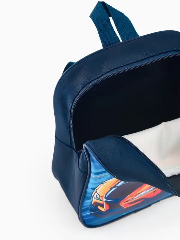 Рюкзак детский 20,5*9*24, отд на молнии,машина т-синий