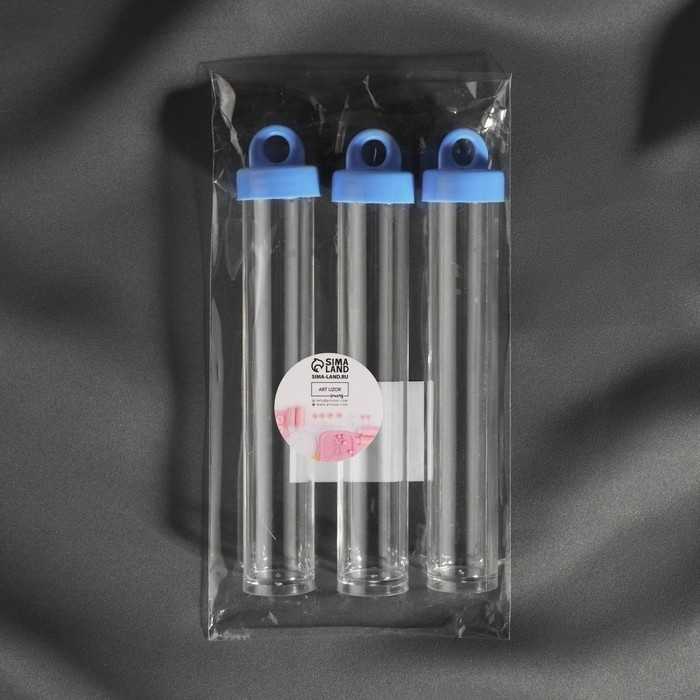 Баночки для хранения мелочей, d = 2,1 × 13,5 см, 3 шт, цвет голубой Баночки для хранения мелочей, d = 2,1 × 13,5 см, 3 шт, цвет голубой